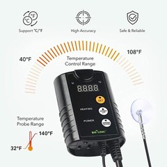 BN-LINK Durable Reptile Heating Pad 8″ X 12″ + Digital Thermostat Set Waterproof