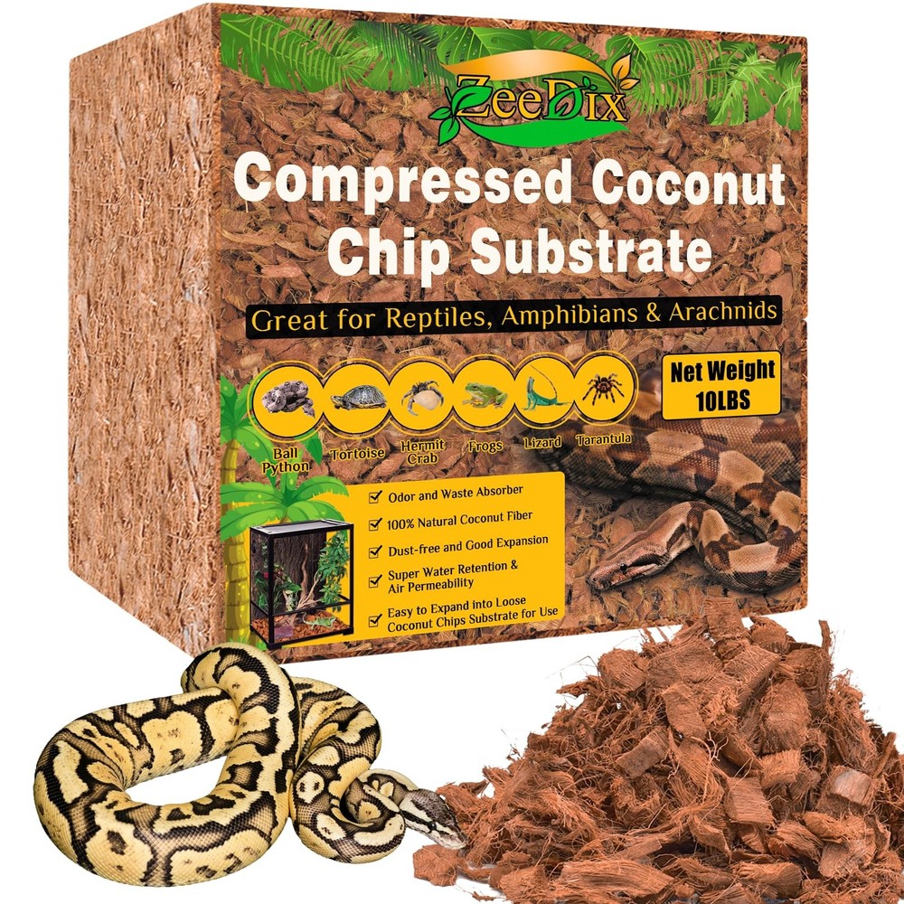 10LB Coco Fiber Chips Substrate for Reptiles, 72 Quart Coconut Fiber Husk Sub…