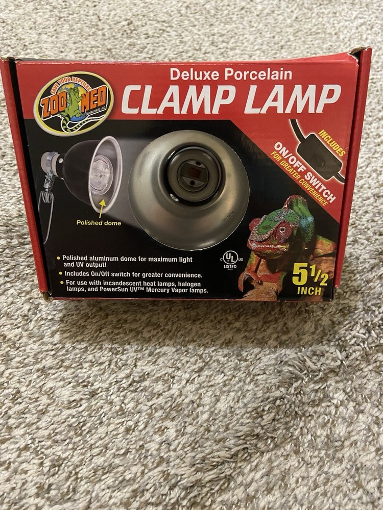 Zoo Med Deluxe Porcelain Clamp Lamp 5 1/2 in w/ On/Off Switch