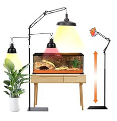 msgglun 74″ Retractable Reptile Lamp Stand with Tray, Hang 6.6 Lbs Very Sturd