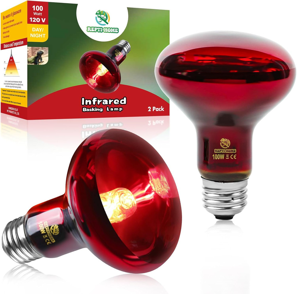 Reptile Heat Lamp Bulbs,Infrared 100W Reptiles & Amphibians Basking Spot Lamp Bu