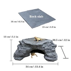 X-Large Reptile Basking Platform – Heat Storage Slate Stone Hide for Lizards & S
