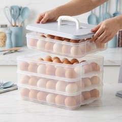 Stackable Egg Cartons Clear Holder Tray with Lid Container for Refrigerator