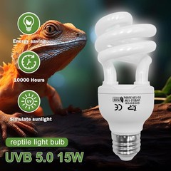 UVB Reptile Light, 5.0 15W UVA UVB Light for Reptiles, Spiral Compact Fluores…