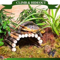 9-Piece Reptile Tank Accessories Set with Plants, Hammock, and Flexible Bridge