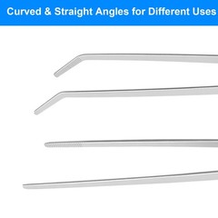 2 Pcs Reptile Feeding Tongs 10.6 Inch Straight and Curved Stainless Set