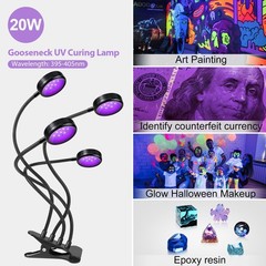 LEDLampsWorld USB UV Black Light 4 Heads, 20W 395nm-405nm LED 4