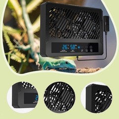 Fan for Reptile Enclosure Thermometer Hygrometer Digital with High Temp Alarm