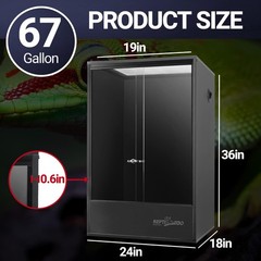 REPTIZOO 67 Gallon PVC Tall Reptile Tank, 24 x18x36 inch Large Reptile Terrar…