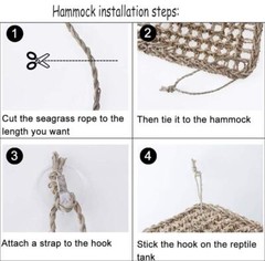 Pivby Bearded Dragon Hammock Reptile Lounger Climbing Toys Seagrass Fiber Habita