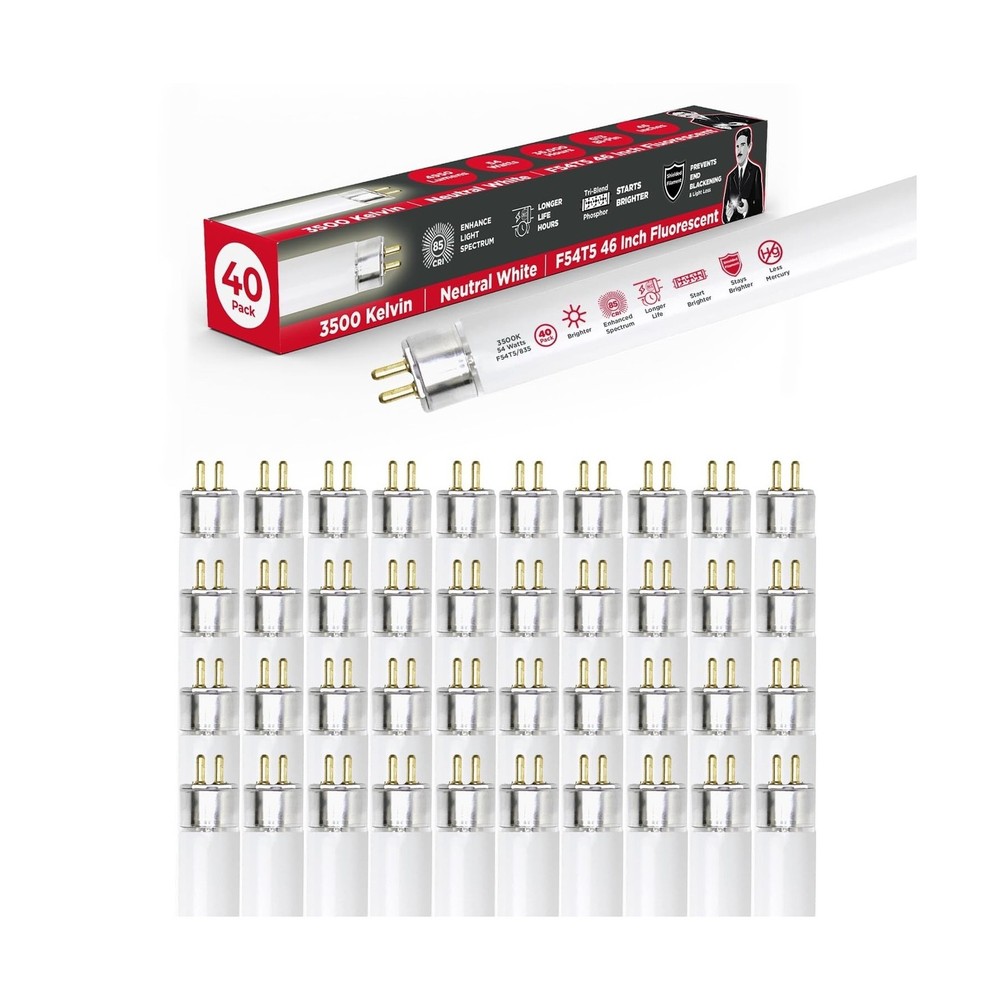 GoodBulb F54T5/835/ECO 54W 46 Inch T5 Fluorescent Light Bulb 3500K Soft White…