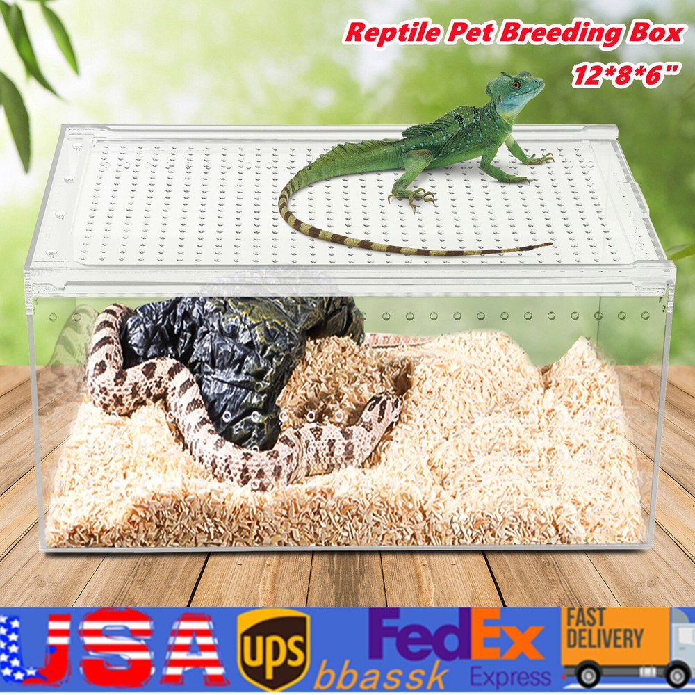 2.5 Gallon Magnetic Acrylic Large Enclosure Reptile Breeding Box Terrarium Cage