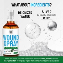 Reptile Wound Care Spray with Silver – for Wounds, Cuts, Scale Rot, Burns, So…