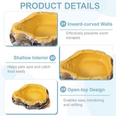 Reptile Food Bowl, Reptile Feeding Dish Corner Bowl m (7.1In, Yellow)