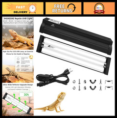 High Output UVB Reptile Light Fixture Combo Kit, 8W T5 UVA UVB for Bearded Drago