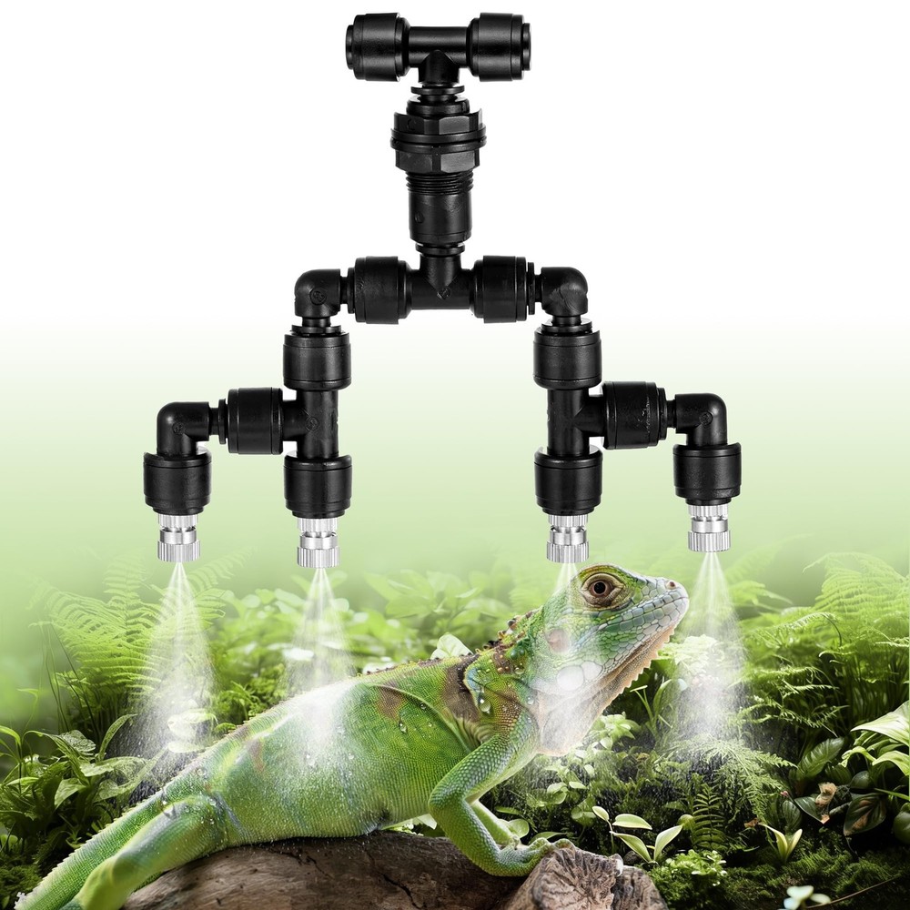 15 Pack 1/4″ Four-Head Reptile Mister System Reptile Mister Nozzle Kit,360 De…