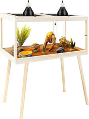 Spacious 65 Gallon Reptile Enclosure for Bearded Dragons & Lizards – Oak Finish