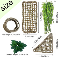 Bearded Dragon Hammock,Reptile Lounger Lizard Natural Seagrass Habitat Decor Rep
