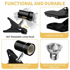 Reptile Heat Lamp, Turtle Lamp with 50W UVA/UVB Turtle Light Bulb, 360°Rotata…
