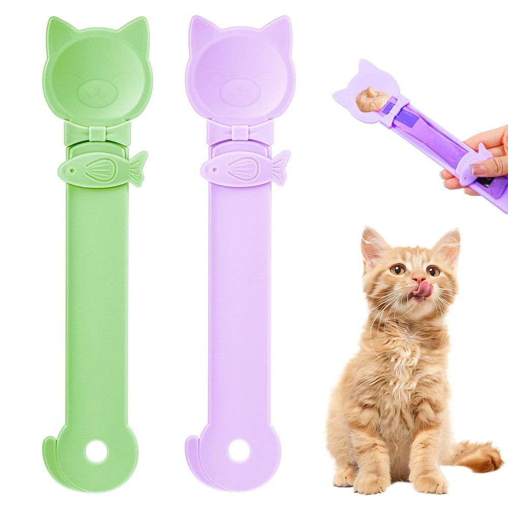 Cat Treat Spoon Squeeze Feeders, Multi-Function Kitten Strip for Wet Food