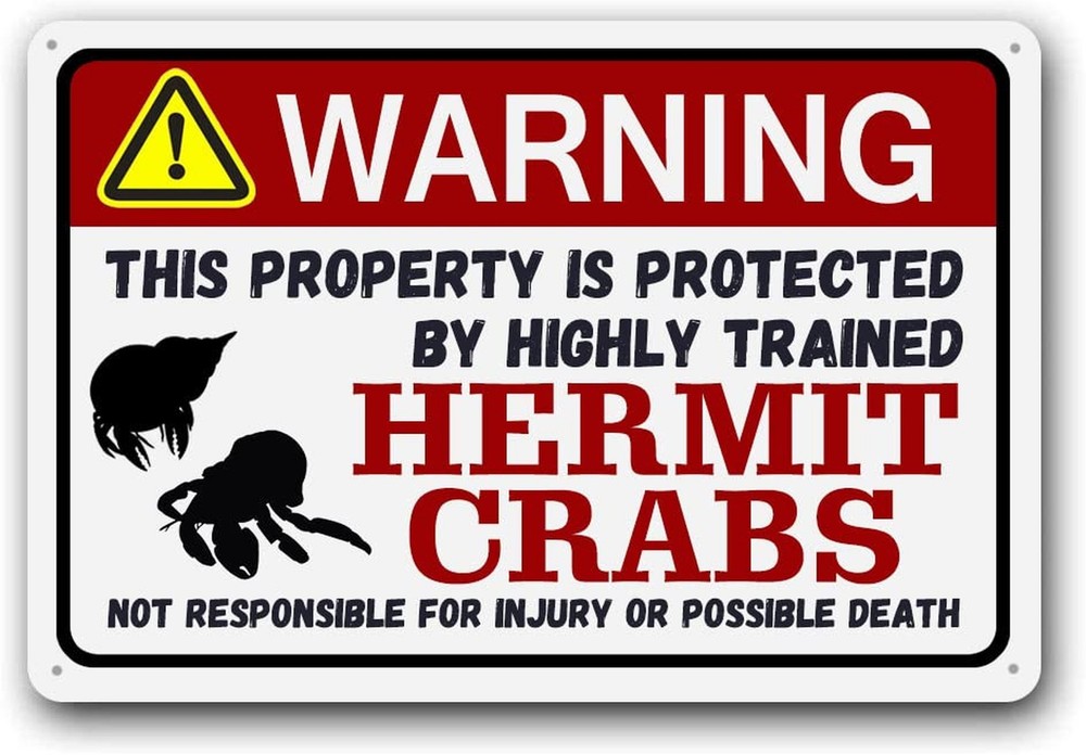 Eveokoki Hermit Crab Sign – Funny Metal Pet Gift, Exotic & Small Pet, 8 x 12 …