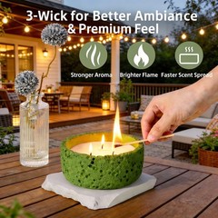 Viyffo Large Citronella Candles Outdoor, 3 Wick 20oz Citronella Candle Indoor…