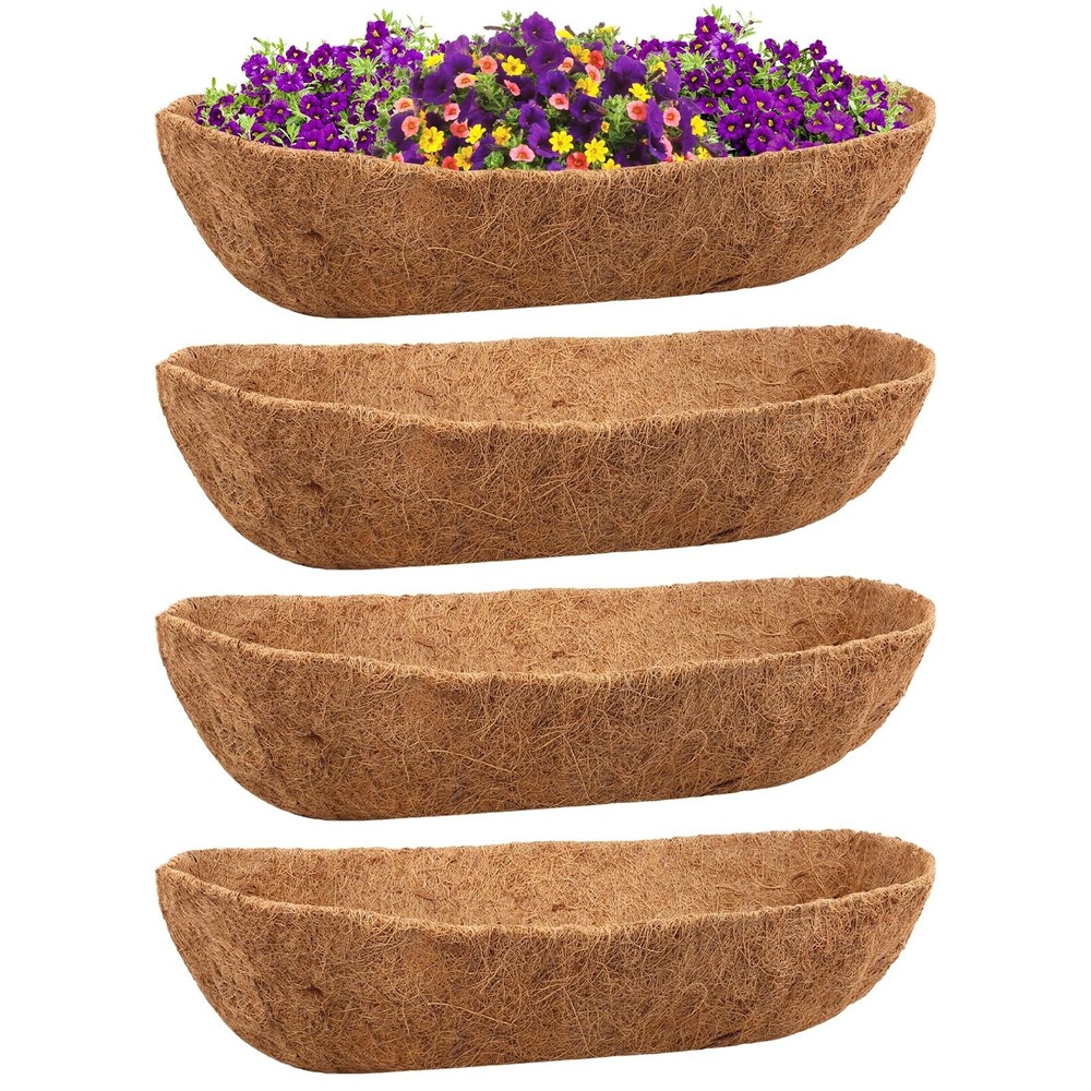 Riare 4 Pack 36 Inch Trough Coir Liners for Planters, Pre-Formed Coconut Coir…