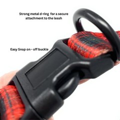 Christmas Dog Collar and Leash Set -Premium Polyester Material -Red Plaid Hol…
