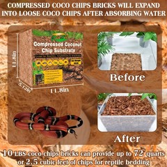 10LB Coco Fiber Chips Substrate for Reptiles, 72 Quart Coconut Fiber Husk Sub…
