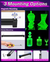 2 Pack Rechargeable Black Light Bar, 5000mAh Large Capacity Battery Powered…