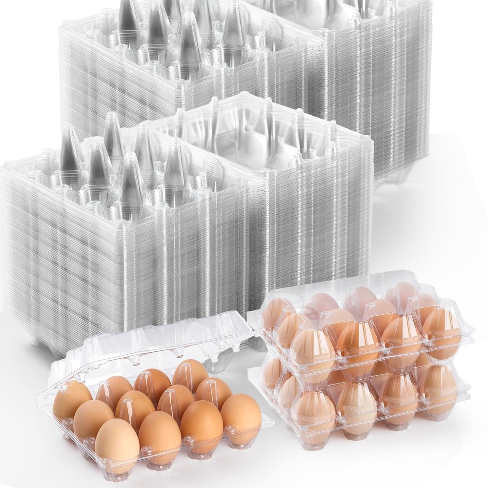 100 Pack Plastic Egg Cartons Cheap Bulk,1 Dozen Clear Empty Egg Cartons for C…