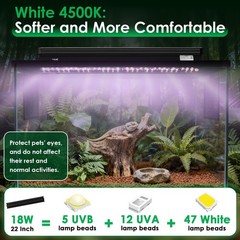 UVB Light for Reptiles, 18W HO LED UVB Reptile Light Fixture UVA UVB Lamp Bul…