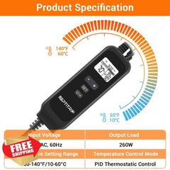 REPTITRIP 5.5 Inch Reptile Heat Lamp Fixture with PID Thermostat and 100W Cer…