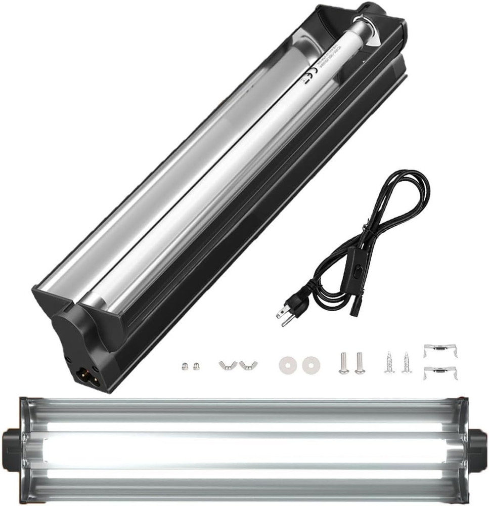 T5 UVB Reptile Light Fixture Combo Kit – 12 Inch 8W Terrarium Hood 10.0 UVA UVB