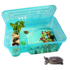 kathson Turtle Tank Aquarium, Turtle Habitat Reptile Plastic Terrarium Safe D…
