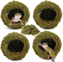 4pcs Crested Gecko Hide,Reptile Mossy Caves Hideout,Leopard Gecko Humid Hide,Nat