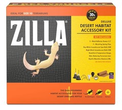 Zilla Desert Habitat Accessory Kit, Starter Kit for Reptiles, Easy Start Geckos