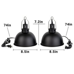 Reptile Light Fixture 2 Pack, 8.5 in Deep Dome Reptile Heat Lamp Fixture, Opt…