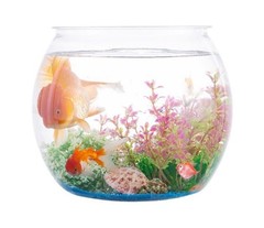 2Pcs Plastic Fish Bowls, 135oz Round Tank 1 Gallon Clear