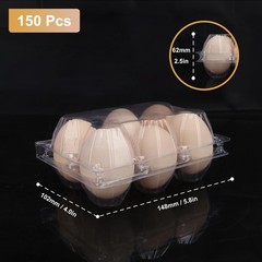 150 Pack Half Dozen Egg Cartons Bulk, 2×3 Clear Plastic Chicken Egg Holders, …