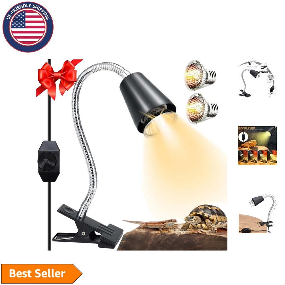 Reptile Heat Lamp with Adjustable Temperature & 360° Rotatable UVB/UVA Bulb -…