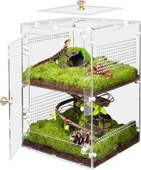 Acrylic Jumping Spider Enclosure with Removable Divider – 12″*8″*8″ Large Reptil