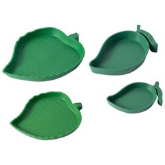 4Pack Terrarium Bowls Turtle Feeding Dishes Shallow and Flat Reptile Green