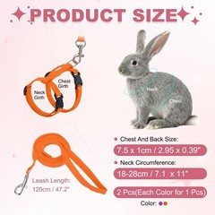2Pcs Rabbit Harness and Leash Small Animal Harness Orange/Purple