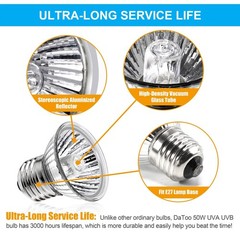 Reptile Heat Lamp Turtle Heating Light 4PCS 50W UVA UVB Heat Bulb Simulated S…