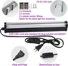 Upgrade 25W LED Black Light Bar – 72 UV Big Chip 395-405 nm,