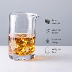 Cork & Mill Cocktail Mixing Glass, Old Fashioned Kit, Large 24 oz Crystal Coc…