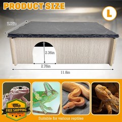 PINVNBY Large Bearded Dragon Basking Platform, Wooden Snake Hide, Ball Python…