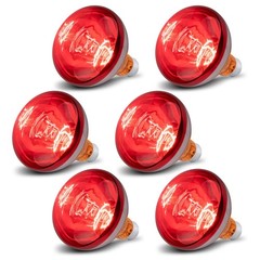 6 Pack 250W Infrared Heat Lamp Bulbs for Chickens, Pets, Light Therapy, Brooder