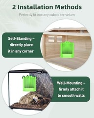 Reptile Escape-Proof Feeder Bowl Wall-Mount Dish for Lizards & Frogs